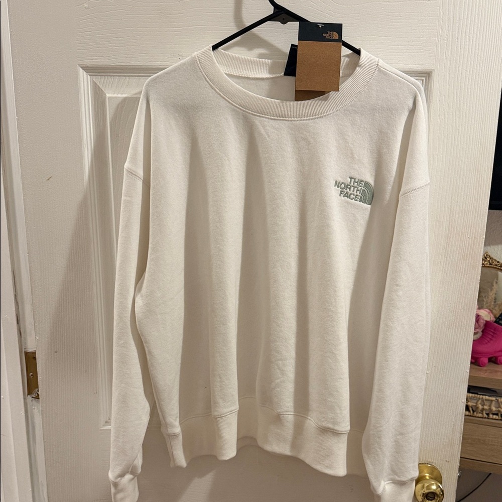 The North Face Cream Crewneck Sweatshirt with Small Logo